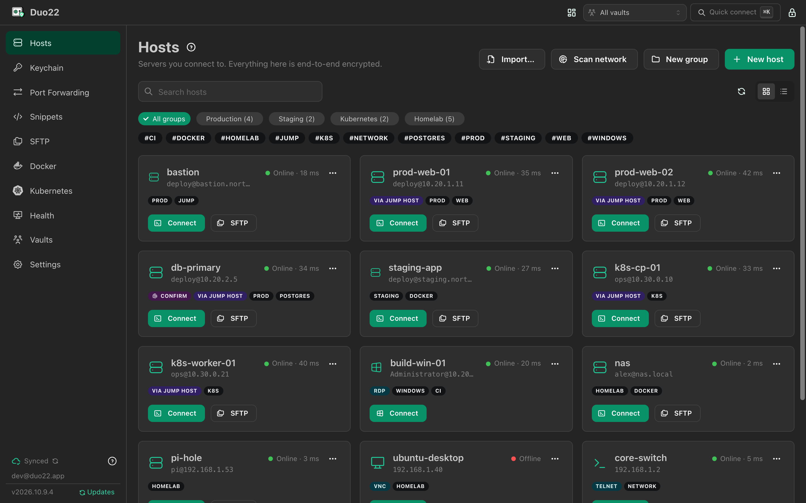 Duo22: All your hosts, grouped, tagged and checked